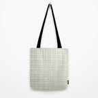 Fine Weave Retro Mid Century Modern Minimalist Woven Line Pattern Sage Green and White Tote Bag Gallery Image 2