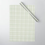 Fine Weave Retro Mid Century Modern Minimalist Woven Line Pattern Sage Green and White Wrapping Paper Gallery Image 1