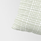 Fine Weave Retro Mid Century Modern Minimalist Woven Line Pattern Sage Green and White Pillow Sham Gallery Image 4