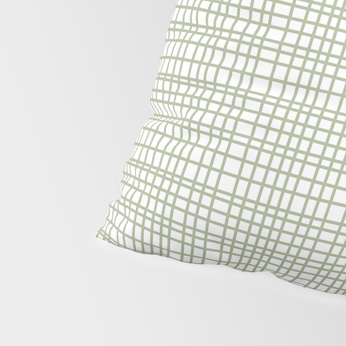 Fine Weave Retro Mid Century Modern Minimalist Woven Line Pattern Sage Green and White Pillow Sham Gallery Image 4
