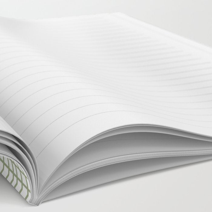 Fine Weave Retro Mid Century Modern Minimalist Woven Line Pattern Sage Green and White Notebook Gallery Image 2