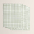 Fine Weave Retro Mid Century Modern Minimalist Woven Line Pattern Sage Green and White Wrapping Paper Gallery Image 3