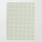 Fine Weave Retro Mid Century Modern Minimalist Woven Line Pattern Sage Green and White Poster Gallery Image 4