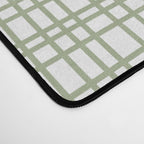 Fine Weave Retro Mid Century Modern Minimalist Woven Line Pattern Sage Green and White Desk Mat Gallery Image 4