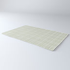 Fine Weave Retro Mid Century Modern Minimalist Woven Line Pattern Sage Green and White Rug Gallery Image 3