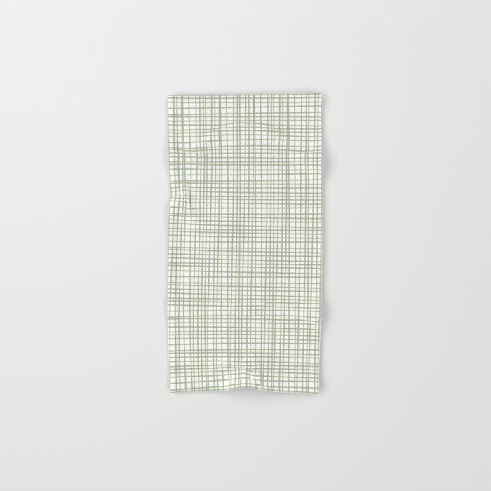 Fine Weave Retro Mid Century Modern Minimalist Woven Line Pattern Sage Green and White Bath Towel Gallery Image 1