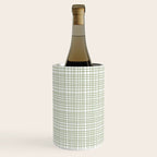 Fine Weave Retro Mid Century Modern Minimalist Woven Line Pattern Sage Green and White Wine Chiller Gallery Image 1