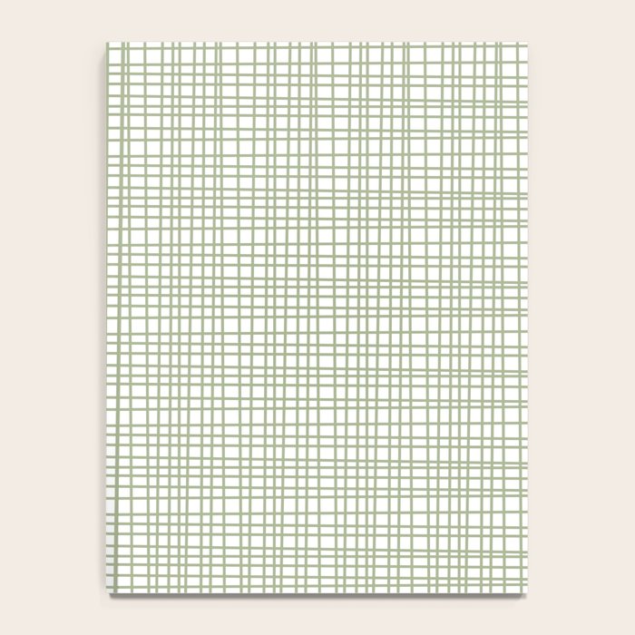 Fine Weave Retro Mid Century Modern Minimalist Woven Line Pattern Sage Green and White Notebook Gallery Image 4