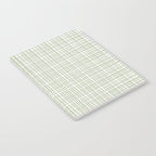 Fine Weave Retro Mid Century Modern Minimalist Woven Line Pattern Sage Green and White Notebook Gallery Image 2