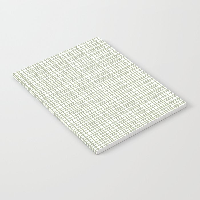 Fine Weave Retro Mid Century Modern Minimalist Woven Line Pattern Sage Green and White Notebook Gallery Image 2
