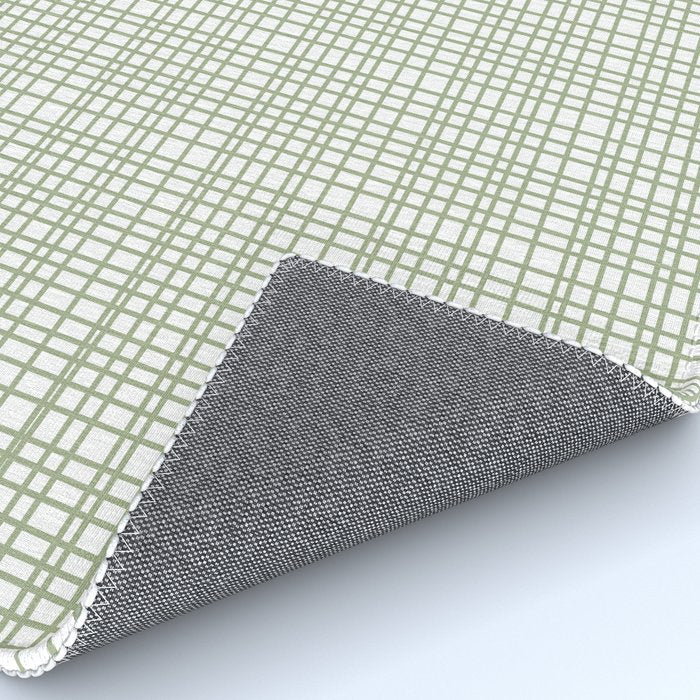Fine Weave Retro Mid Century Modern Minimalist Woven Line Pattern Sage Green and White Rug Gallery Image 4