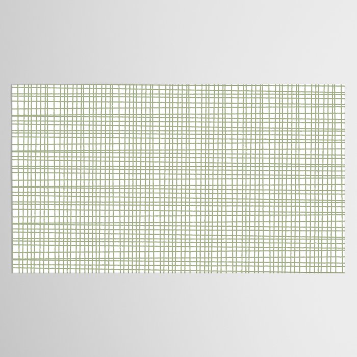 Fine Weave Retro Mid Century Modern Minimalist Woven Line Pattern Sage Green and White Tablecloth Gallery Image 2