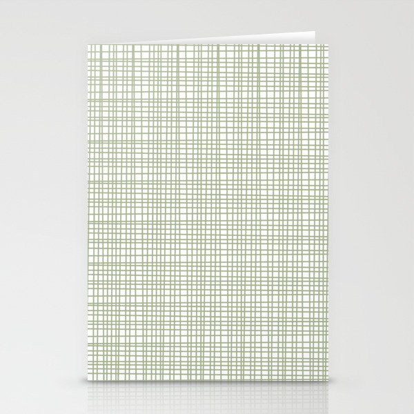 Fine Weave Retro Mid Century Modern Minimalist Woven Line Pattern Sage Green and White Stationery Card Gallery Image 2