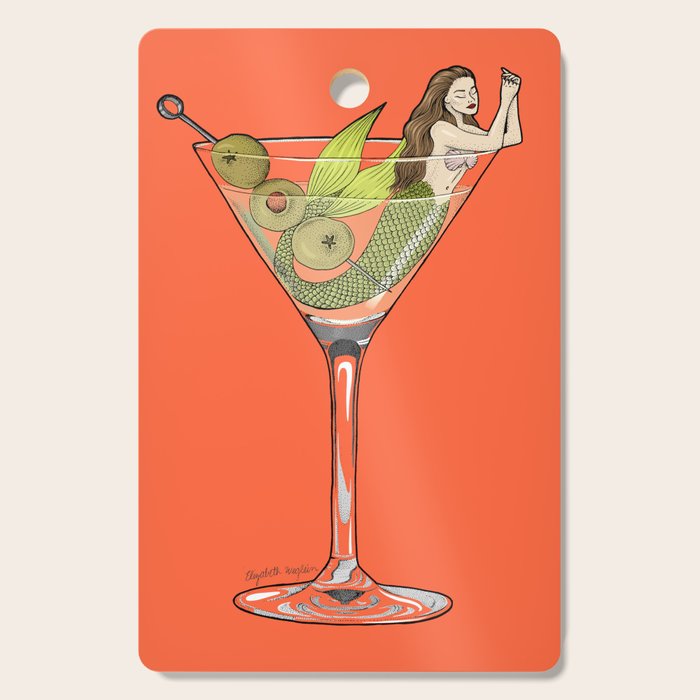 Martini Mermaid Cocktail Cutting Board Gallery Image 1