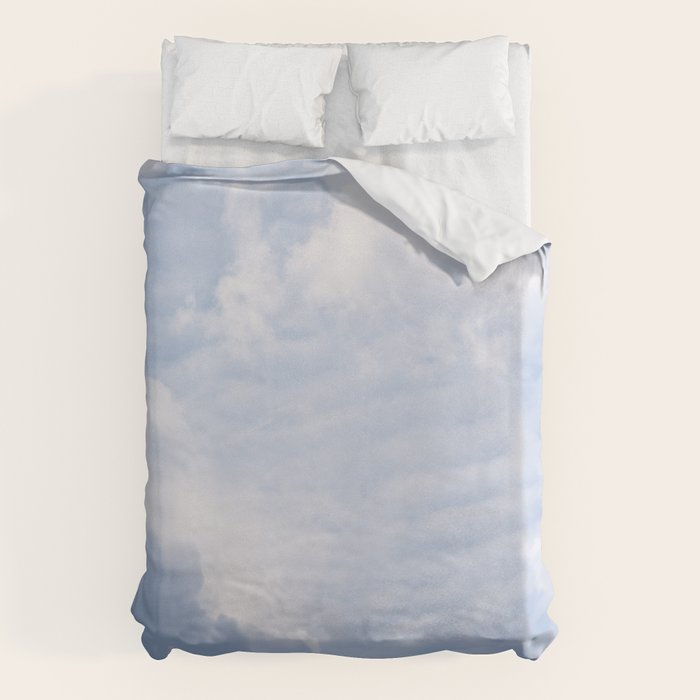 A pattern in the clouds in a blue sky on a summer day - dreamy clouds nature and travel photography Duvet Cover Gallery Image 1