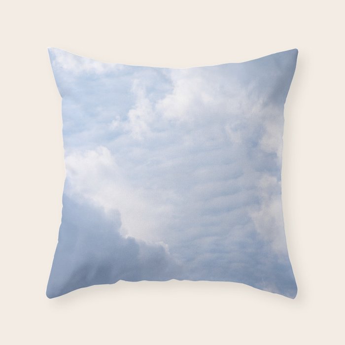 A pattern in the clouds in a blue sky on a summer day - dreamy clouds nature and travel photography Throw Pillow Gallery Image 6