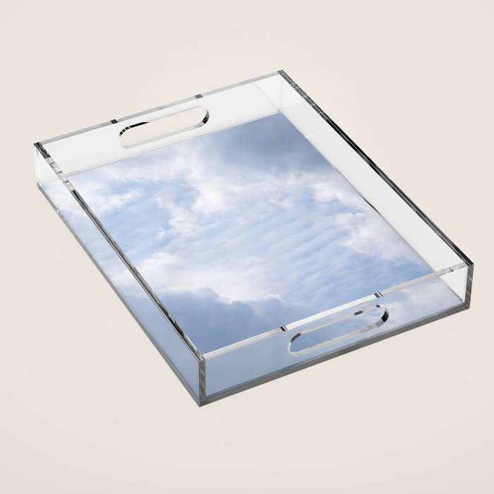 A pattern in the clouds in a blue sky on a summer day - dreamy clouds nature and travel photography Acrylic Tray Gallery Image 1