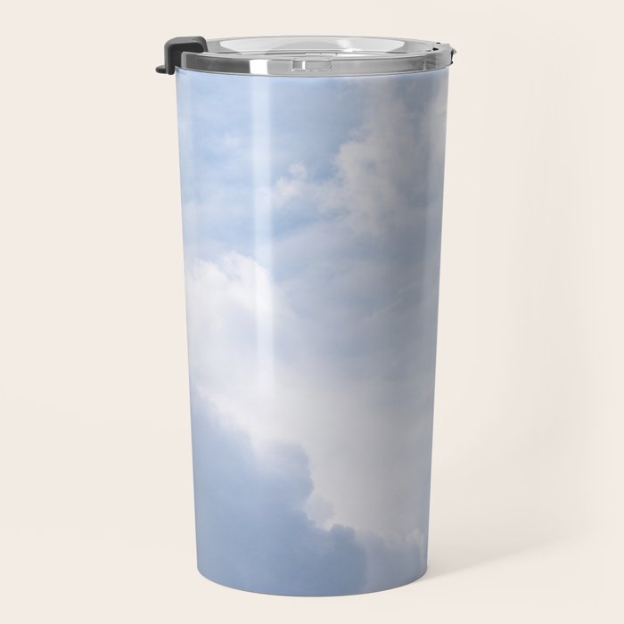 A pattern in the clouds in a blue sky on a summer day - dreamy clouds nature and travel photography Travel Mug Gallery Image 3