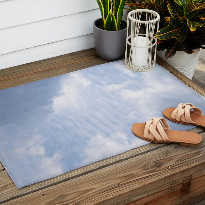 A pattern in the clouds in a blue sky on a summer day - dreamy clouds nature and travel photography Outdoor Rug Gallery Image 2