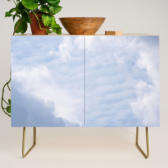 A pattern in the clouds in a blue sky on a summer day - dreamy clouds nature and travel photography Credenza Gallery Image 1