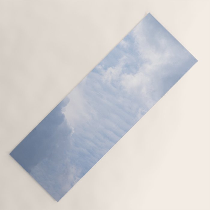 A pattern in the clouds in a blue sky on a summer day - dreamy clouds nature and travel photography Yoga Mat Gallery Image 1