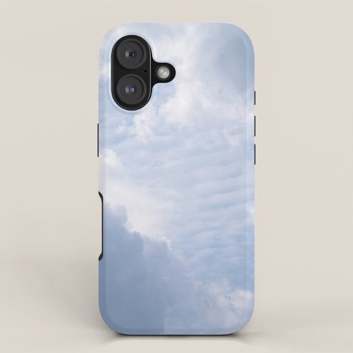 A pattern in the clouds in a blue sky on a summer day - dreamy clouds nature and travel photography iPhone Case Gallery Image 1