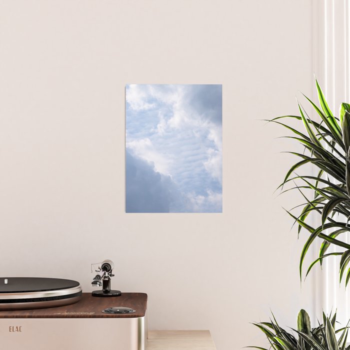 A pattern in the clouds in a blue sky on a summer day - dreamy clouds nature and travel photography Poster Gallery Image 2