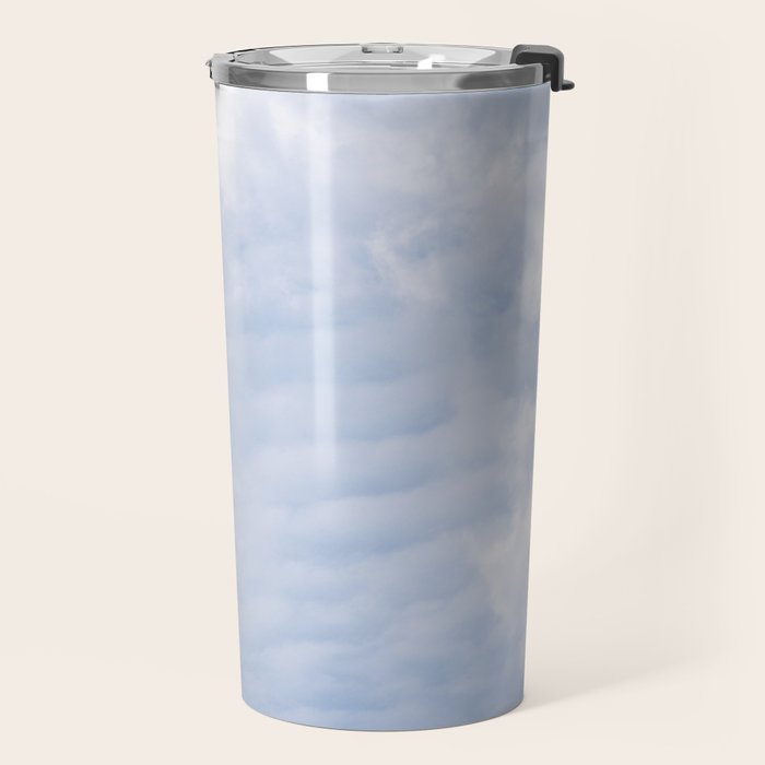 A pattern in the clouds in a blue sky on a summer day - dreamy clouds nature and travel photography Travel Mug Gallery Image 2