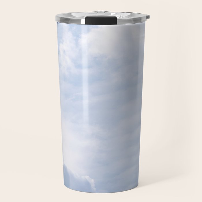 A pattern in the clouds in a blue sky on a summer day - dreamy clouds nature and travel photography Travel Mug Gallery Image 1