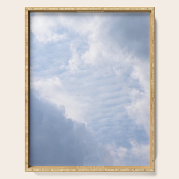 A pattern in the clouds in a blue sky on a summer day - dreamy clouds nature and travel photography Serving Tray Gallery Image 1