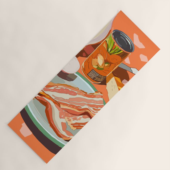 Food Illustration /Plate with Bacon Yoga Mat Gallery Image 1