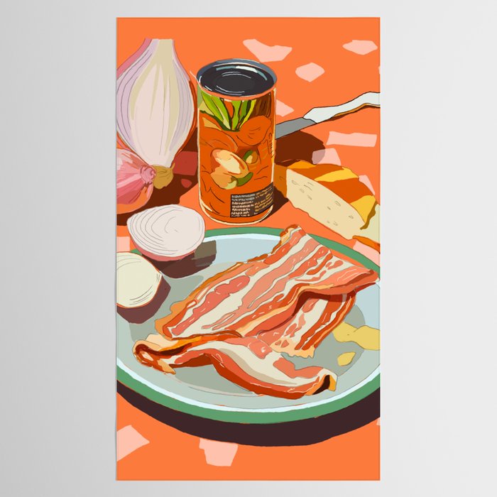 Food Illustration /Plate with Bacon Tablecloth Gallery Image 2