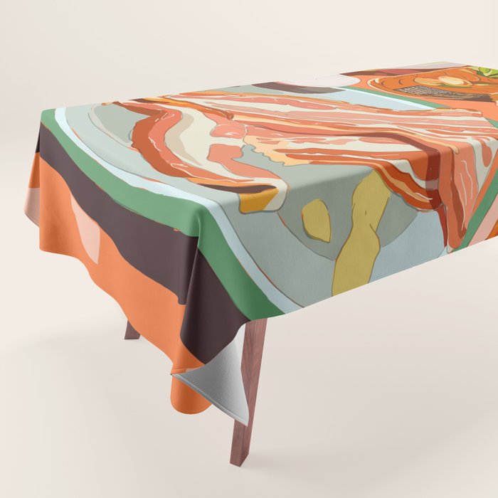 Food Illustration /Plate with Bacon Tablecloth Gallery Image 1