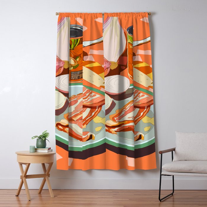 Food Illustration /Plate with Bacon Window Curtain Gallery Image 1
