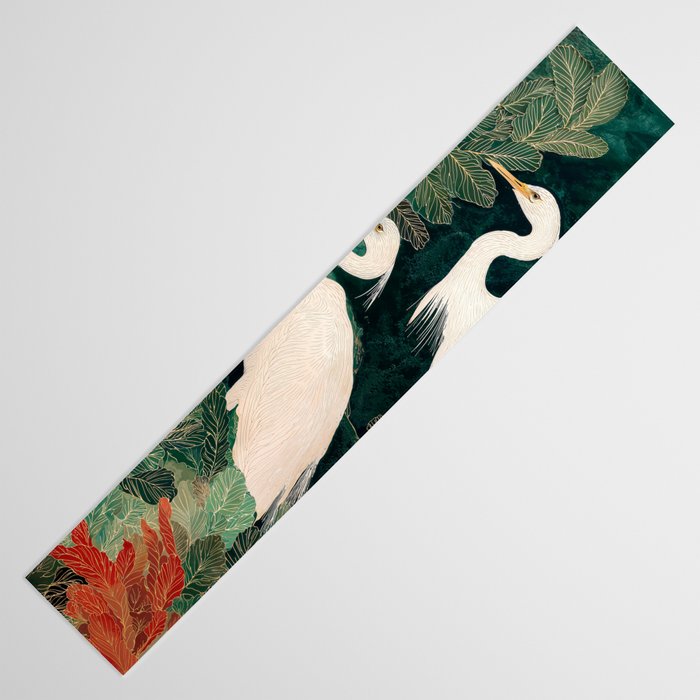Japanese chinoiserie Bird Wall Art Maximalist Green Print Heron Painting japandi living room poster Table Runner Gallery Image 3
