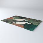 Japanese chinoiserie Bird Wall Art Maximalist Green Print Heron Painting japandi living room poster Rug Gallery Image 3