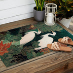 Japanese chinoiserie Bird Wall Art Maximalist Green Print Heron Painting japandi living room poster Outdoor Rug Gallery Image 2
