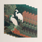 Japanese chinoiserie Bird Wall Art Maximalist Green Print Heron Painting japandi living room poster Wrapping Paper Gallery Image 3