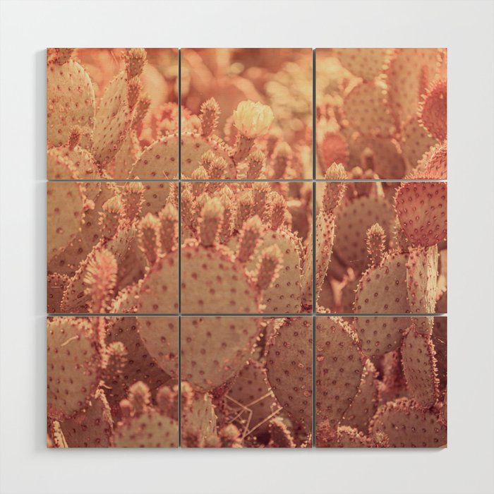 Rose Gold Cactus Wood Wall Art Gallery Image 1