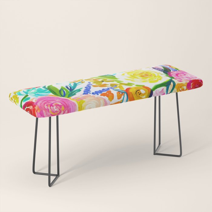 Bright Colorful Floral painting Bench Gallery Image 1