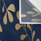 Floral Leaves Navy Blue and Gold Wall Tapestry Gallery Image 3
