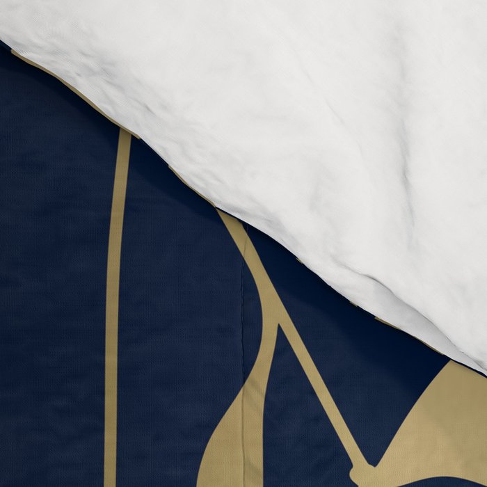 Floral Leaves Navy Blue and Gold Comforter Gallery Image 4