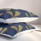 Floral Leaves Navy Blue and Gold Pillow Sham Gallery Image 3