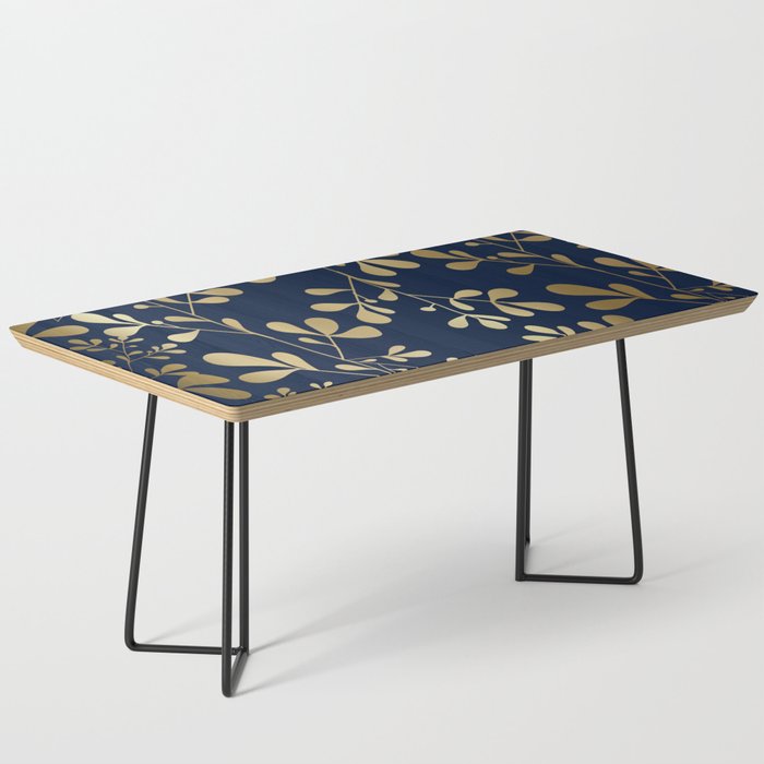 Floral Leaves Navy Blue and Gold Coffee Table Gallery Image 1
