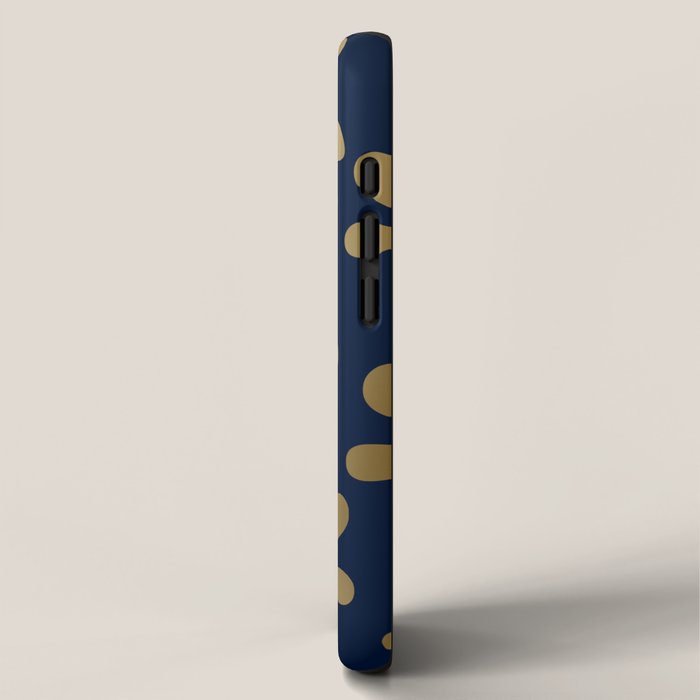 Floral Leaves Navy Blue and Gold iPhone Case Gallery Image 2