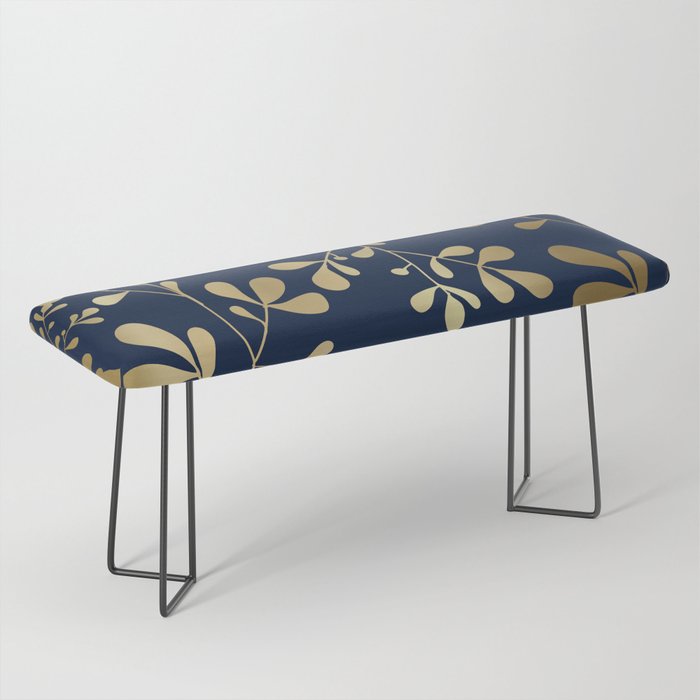Floral Leaves Navy Blue and Gold Bench Gallery Image 1