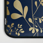 Floral Leaves Navy Blue and Gold Laptop Sleeve Gallery Image 3