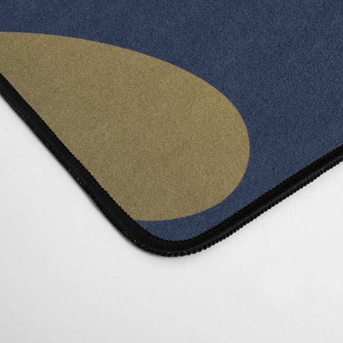 Floral Leaves Navy Blue and Gold Desk Mat Gallery Image 4