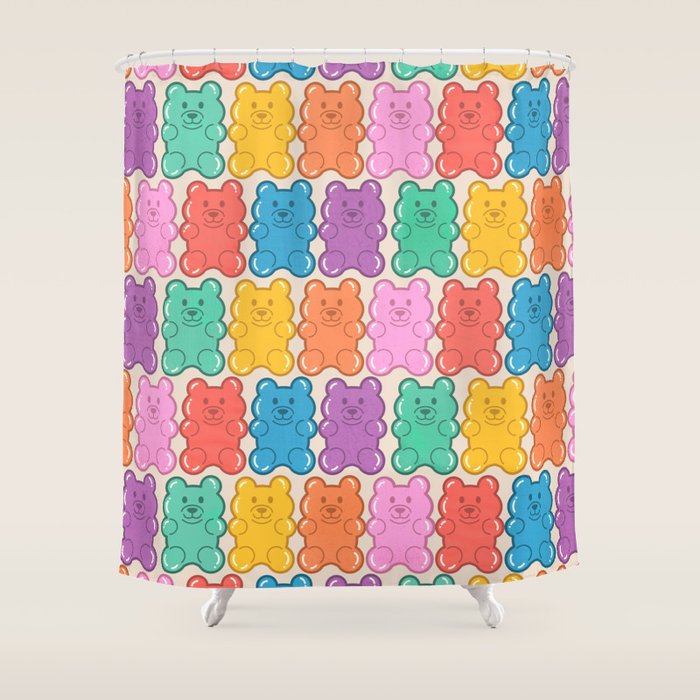Rainbow Jelly Bears Pattern Shower Curtain Gallery Image 1