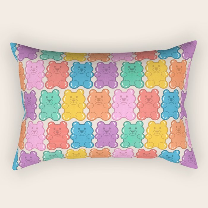 Rainbow Jelly Bears Pattern Rectangular Pillow Gallery Image 1
